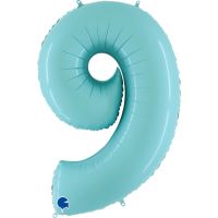 40" Pastel Blue No. 9 - Number Foil Balloon