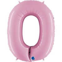 40" Pastel Pink No. 0 - Number Foil Balloon