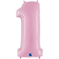 40" Pastel Pink No. 1 - Number Foil Balloon