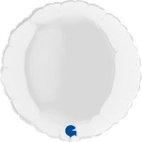 9" Round Foil Balloons White Pack of 5 GRABO