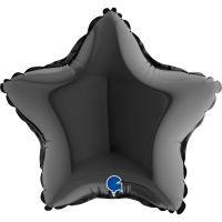 9" Star Foil Balloons Black Pack of 5 GRABO