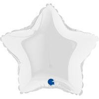 9" Star Foil Balloons White Pack of 5 GRABO