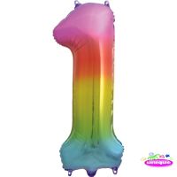 34" Rainbow No. 1 - Number Foil Balloon