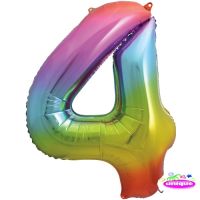 34" Rainbow No. 4 - Number Foil Balloon