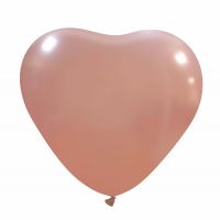 Rose Gold Metallic Cattex 17" Heart Latex Balloons 10Ct