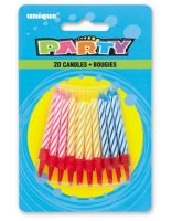 Multi Spiral Birthday Candles in Holders  (20ct) - Pack of 12