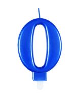 Numeral 0 Blue Metallic Candle (Box of 6)