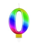 Numeral 0 Rainbow Metallic Candle (Box of 6)