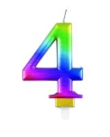 Numeral 4 Rainbow Metallic Candle (Box of 6)