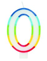 Numeral 0 Rainbow Border Candle (Box of 6)