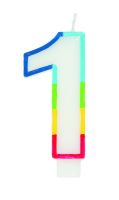 Numeral 1 Rainbow Border Candle (Box of 6)