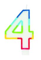 Numeral 4 Rainbow Border Candle (Box of 6)