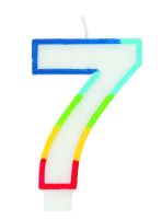 Numeral 7 Rainbow Border Candle (Box of 6)