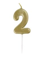 Numeral 2 Mini Gold Birthday Candle (Box of 6)