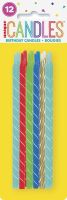 Bright Spiral 5" Birthday Candles 12ct