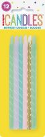 Pastel Spiral 5" Birthday Candles 12ct