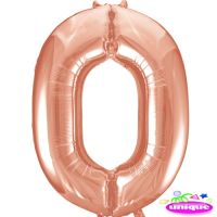 34" Rose Gold No. 0 - Number Foil Balloon