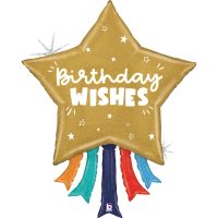 Birthday Wishes Star 36" Supershape Foil Balloon