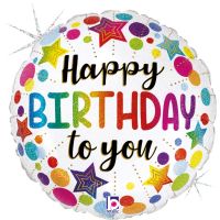 Birthday Stars & Dots 18" Foil Balloon