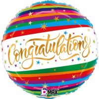 Congratulation Fun Stripe - 18" Foil Balloon