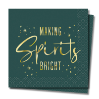 Making Spirits Bright Green Christmas Napkins 20ct