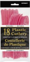 Hot Pink Plastic Cutlery Assorted 18 CT.