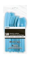 Powder Blue Plastic Cutlery Assorted 18 CT.