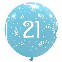 32" Sky Blue Age 21 Latex Balloon 1Ct
