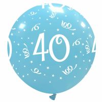 32" Sky Blue Age 40 Latex Balloon 1Ct