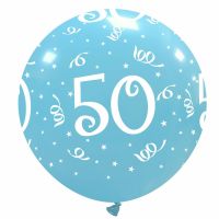 32" Sky Blue Age 50 Latex Balloon 1Ct