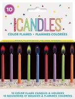 Colour Flame Birthday Candles and Holders