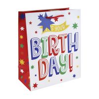 Hbday Text Large Gift Bag 6ct