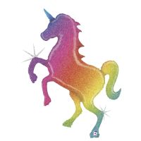 Glitter Rainbow Unicorn 54" Supershape Foil Balloon
