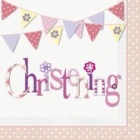 Christening Pink Luncheon Napkins 16CT.