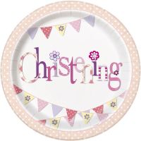 Christening Pink 9" Plates 8CT.