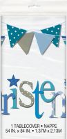 Christening Blue Table Cover 1Ct