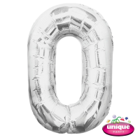 34" Silver No. 0 - Number Foil Balloon