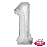 34" Silver No. 1 - Number Foil Balloon
