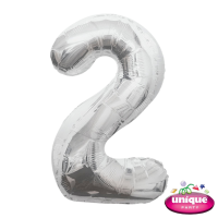 34" Silver No. 2 - Number Foil Balloon