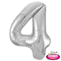 34" Silver No. 4 - Number Foil Balloon