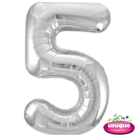 34" Silver No. 5 - Number Foil Balloon