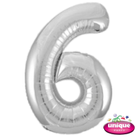 34" Silver No. 6 - Number Foil Balloon