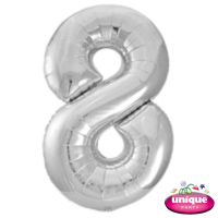 34" Silver No. 8 - Number Foil Balloon