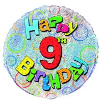 Happy 9th Birthday 18" Prism Foil Balloon