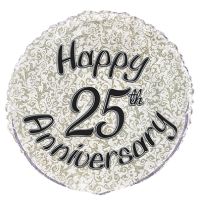 Happy 25th Anniversary 18" Foil Balloon