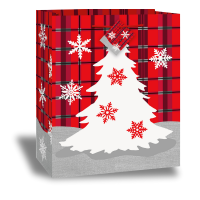 Plaid Tree Christmas Gift Bag M 1ct