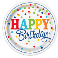 Rainbow Polka Dot 9'' Plates 8CT