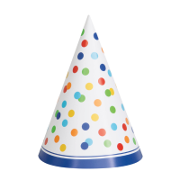 Rainbow Polka Dot Party Hats 8CT