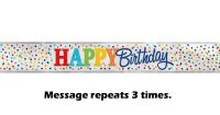 Happy Birthday Rainbow Polka Dot Foil Banner 12ft.
