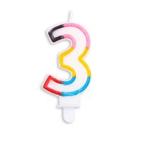 Numeral 3 Multicolour Candle (Box of 12)